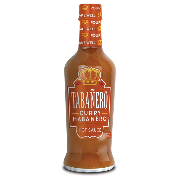 Tabaero Curry Habanero Hot Sauce, 5 oz Small Glass Bottle, Gourmet Spicy