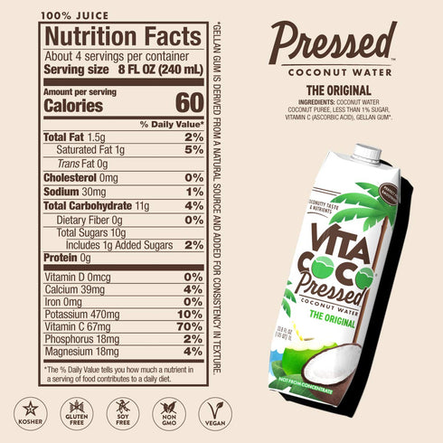 Vita Coco 33.8 Oz Pack 5 Coconut Water, Fl | Pressed |
