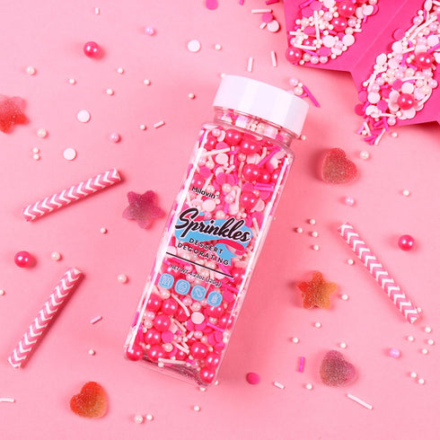 Edible Pink Sprinkles for Cake Decorating, Perfect for Baking, Cupcakes, Macarons, and Ice Cream (120g/4.23oz).
