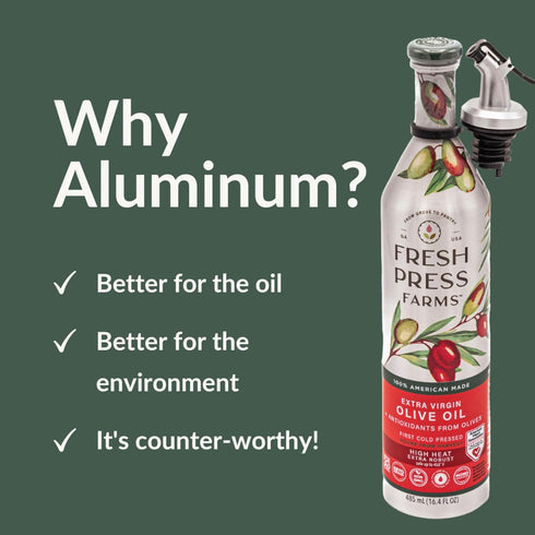 16.4 Oz (Pack 2), 100% Whole30, Fresh Press Farms Cold Pressed High Heat Extra Virgin Olive Oil for Pan Frying