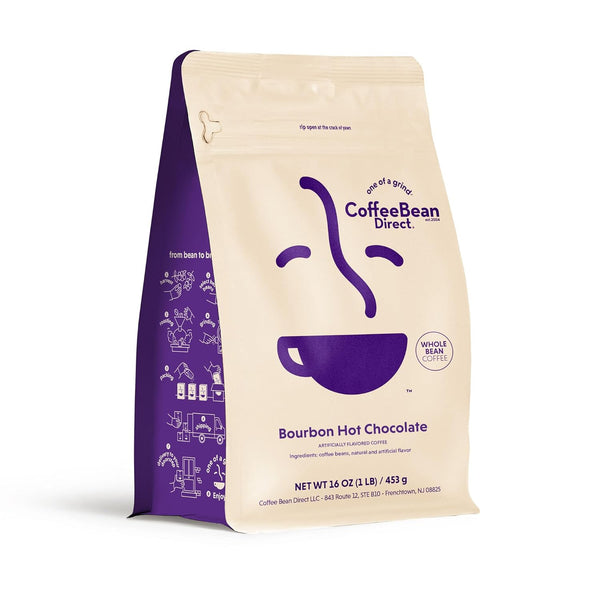 Coffee Bean Direct Bourbon Hot Chocolate Flavored, Whole Bean Coffee, Cozy &