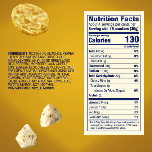 4.25 (Pack 12) Blue Diamond Almonds Nut Thins Cracker Crisps, Pepper Jack Cheese, Ounce