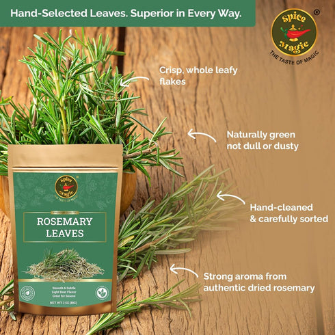 3 oz (85 Spice Magic Dried Rosemary Leaves, g) |Culinary Herb for Cooking, Seasoning, Meats, Seafood, Infused Oils
