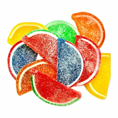 Rich&Richer 1 lb Assorted Fruit Slices Bag Orange, Lime, Watermelon, Cherry, Blue Raspberry & Lemon Flavour, Vegan