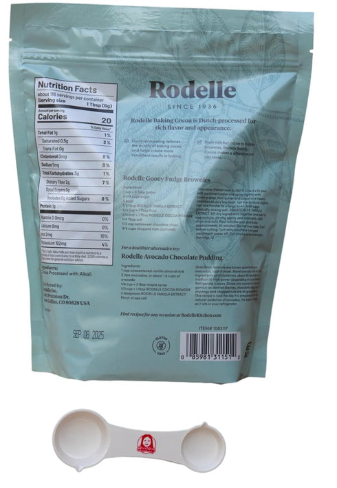 Rodelle Gourmet Baking Cocoa Powder, 25 oz with Sophley Measuring Spoon