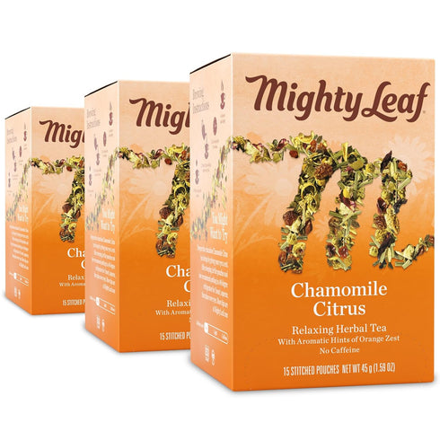 Mighty Leaf Chamomile Citrus Herbal Tea, 45 Count, 3 Packs of 15 Whole Leaf Pyramid Bags