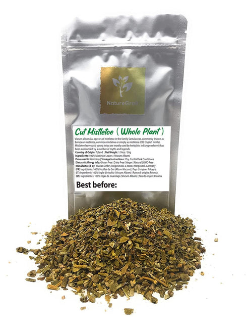 Dried Cut Mistletoe From The Whole Plant - Old English Mistle Herbal Tea - 100% Mistletoe Leaves, 1.76oz