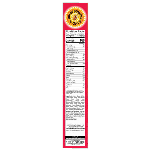 16.5 OZ (Pack 2) Post Honey Bunches of Oats with Strawberries Breakfast Cereal, Strawberry Cereal with Oats and Granola