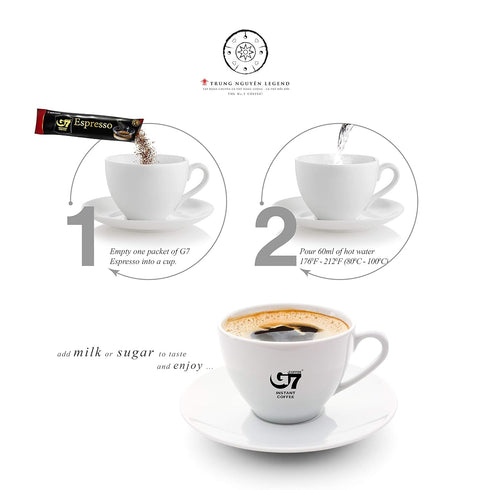 TRUNG NGUYEN G7 ESPRESSO Instant Coffee, Pure Arabica Beans, Strong & Rich Vietnamese Instant Energy Coffee (15