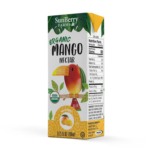 32 Pack (6.75 oz) Sunberry Farms Organic Mango Nectar Juice Boxes fl Organic Mango Juice Drinks, All Natural, Real