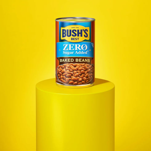 8.1 oz (Pack 12) BUSH'S BEST Canned Zero Sugar Added Baked Beans, Source of Plant Based Protein and Fiber, Low Fat