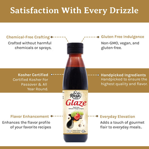 8.45 Oz (Pack 1) De La Rosa Balsamic Glaze, Vegan, KOSHER FOR PASSOVER, Non-GMO & Gluten Free, Great for Salad