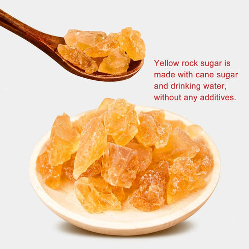 Whitejianpeak 10.58oz/300g Chinese Rock Sugar for Pho & Cooking, Medium-sized Yellow Rock Sugar