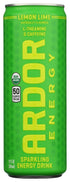 Ardor Organic Lemon Lime Sparkling Energy Water, 12 Fl Oz