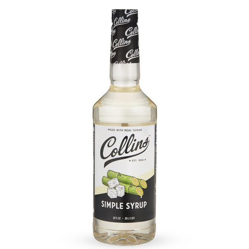 Collins Simple Syrup, Classic Simple Syrup, Real Sugar Cocktail Syrups, Soda Water