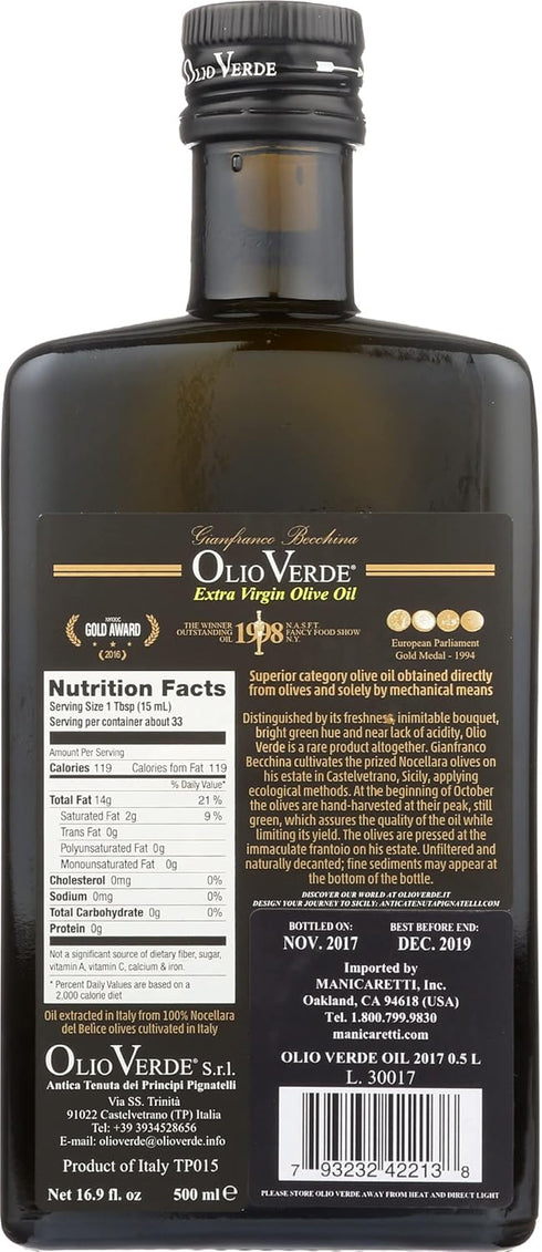 Olio Verde 16.89 oz Oil Olive Extra Virgin