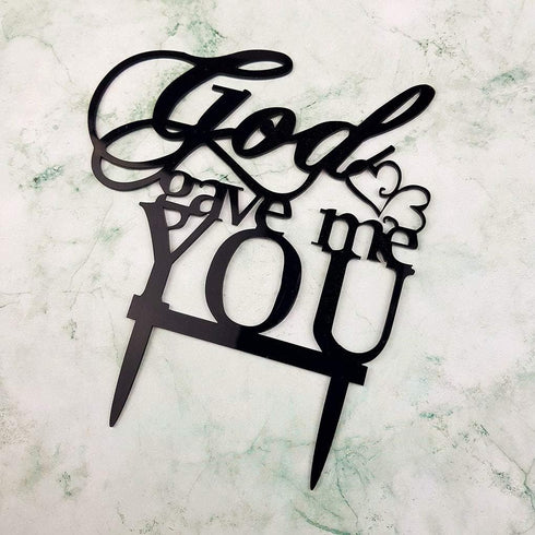 God Gave Me You Wedding Cake Topper, Party Decoration (Black)