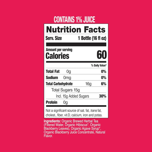 16 Oz Pack 12) Just Ice Tea Organic Iced Tea, Fl Glass Bottles (Berry Hibiscus Herbal Tea