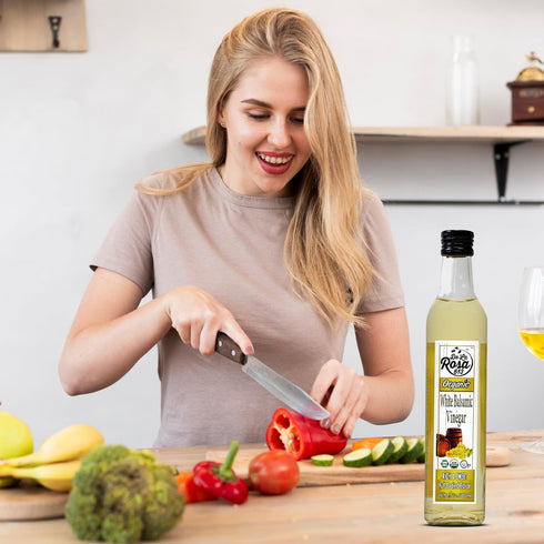 16.9 Oz (Pack 2) De La Rosa Organic White Balsamic Vinegar, Aged in Spanish Wood Barrels, Kosher for Passover, Vegan