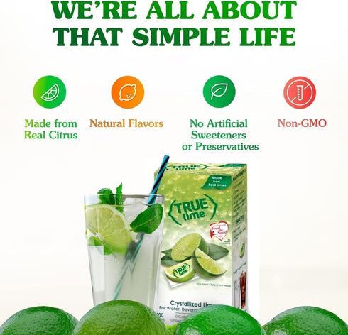 True Lime (Pack 2 64 Packets) , Unsweetened Crystallized Lime of Boxes, Total Individual