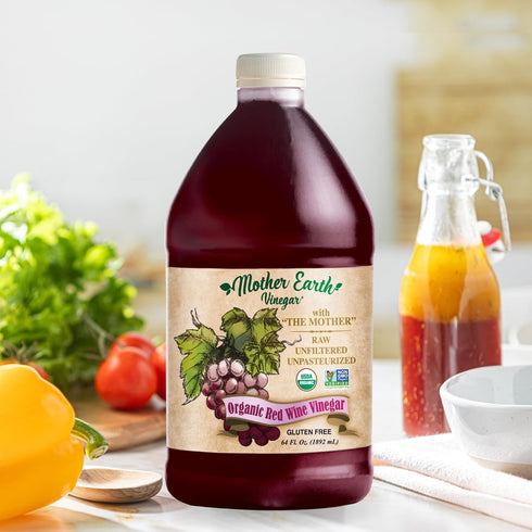 (1/64oz) Mother Earth, Organic Red Wine Vinegar with The Mother, Fresh Pressed Organic Cabernet Grapes, ORWV, RWV, Raw