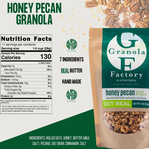 Granola Factory 11 (Pack 3) Honey Pecan, All-Natural, Sweet and Salty Breakfast Cereal and Snack (Honey Pecan) ounce