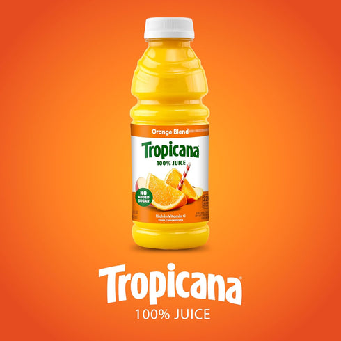 100% 15.2 oz (Pack 12) Tropicana Juice Orange Blend, Single Serve, fl Bottles of - Real Fruit Juice, Vitamin C Rich, No