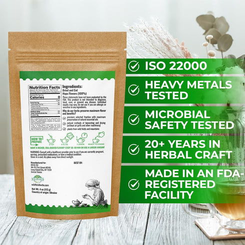 4 oz. 113 Gramm Hops Herb Dried Tea Hops Flowers Herbal (Humulus Lupulus L.) - Herb Tea Lupulo Entero