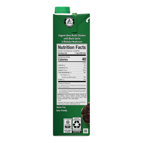 32 Pacific Foods, Broth Bone Chicken Black Garlic Shiitake Organic, Ounce