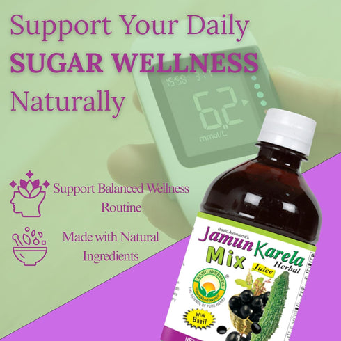 16.23 Oz (480ml) BASIC AYURVEDA Jamun Karela Herbal Mix Juice with Holy Basil | Fl | Natural Indian Black Berry