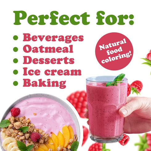 2 Food to Live Raspberry Juice Powder, Pounds Spray-Dried, No Sugar Added, Contains Maltodextrin, Vegan, Kosher, Bulk