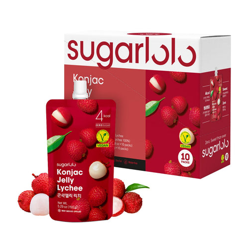 Sugarlolo Konjac Sweet Lychee Jelly Snack - Vegan Jello with Zero Sugar
