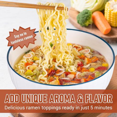 Oryvox 100% 14oz Dried Ramen Toppings-Dehydrated Vegetables & Seafood Mix Instant Ramen Toppings Natural, Resealable