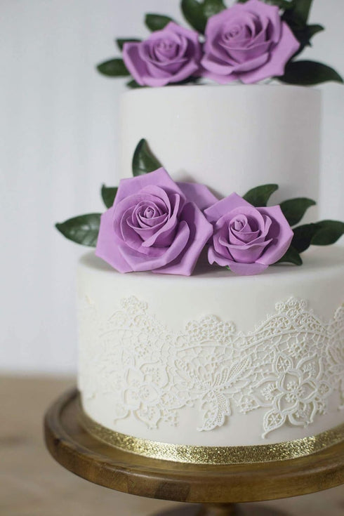 14-Piece Set (5 9 Global Sugar Art Wedding Cake Decorations Premium, Realistic Lavender Sugar Flower Cake Topper Roses