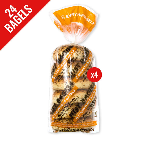 4 Packs 6 Pack 24 Just Bagels Everything Bagels - Of Bagels Per - Total Non-GMO