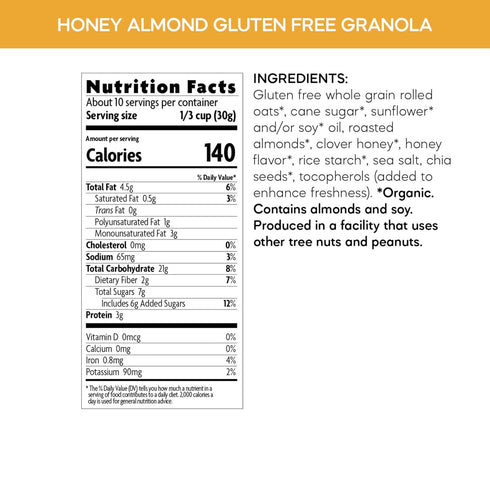 11 oz (Pack 1), Nature's Path Organic Honey Almond Granola, of Gluten Free, Non-GMO