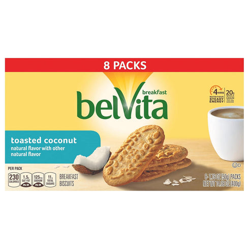 Packs 4 Pack, 1.76 (Pack 8) Belvita Breakfast Biscuits Biscuits Per Toasted Coconut, Ounce