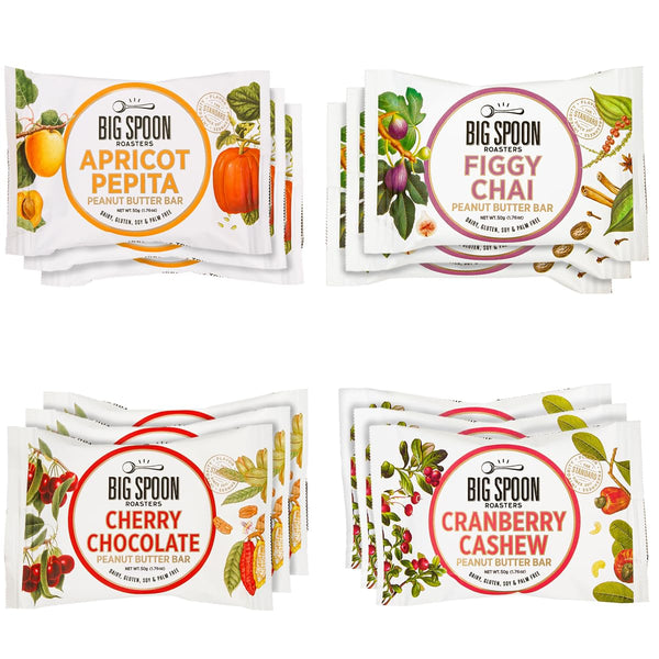 Big Spoon Roasters Nut Butter Bars Pack Cherry Pecan, Apricot Pepita, Cranberry