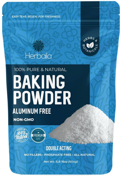 Baking Powder 1lbs Aluminum Free, Double Acting Non-GMO, Batch Tested Leavening Agent for Cooking, 16oz Made in Canada