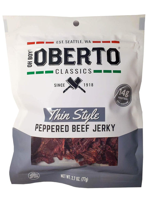 Oh Boy! Oberto Classics Thin Style Peppered Beef Jerky | 2.2 Ounce