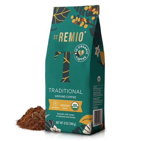 ST REMIO Ground Coffee Traditional 12 oz - Medium Roast, USDA Organic,