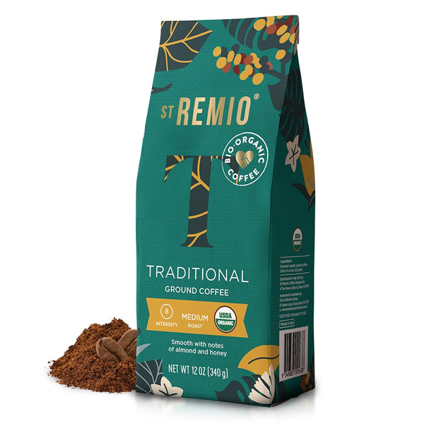 ST REMIO Ground Coffee Traditional 12 oz - Medium Roast, USDA Organic,