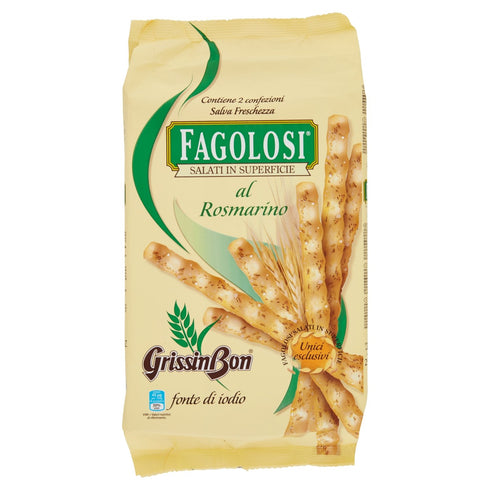 GrissinBon 8.45oz(250g) Packages (Pack 2) Grissin Bon: "Fagolosi" Salted Italian Breadsticks, Rosemary Taste
