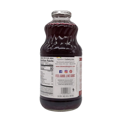 32 oz Lakewood, Pure Cranberry Juice