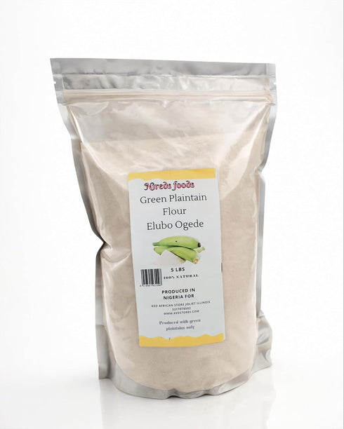 nireds foods 100% natural Green unripe plantain Flour Elubo Ogede 4Lbs, African fufu