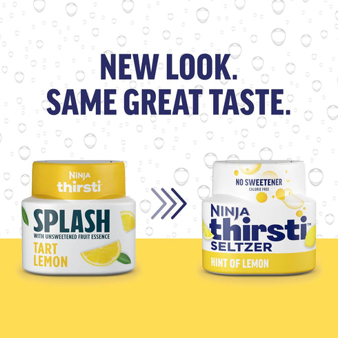 20, 12oz 3 Pack, Ninja Thirsti Flavored Water Drops, SELTZER Lemon, Crisp and Refreshing Sparkling Water, Zero