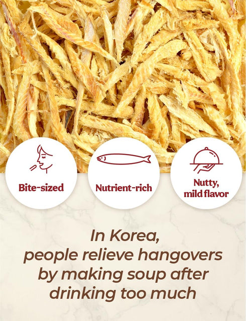 100g 3.5oz NICE WITCH'S Dried Pollack Shredded / - Naturally Air-Dried in Korea, High-Protein Soup Ingredient Naturally