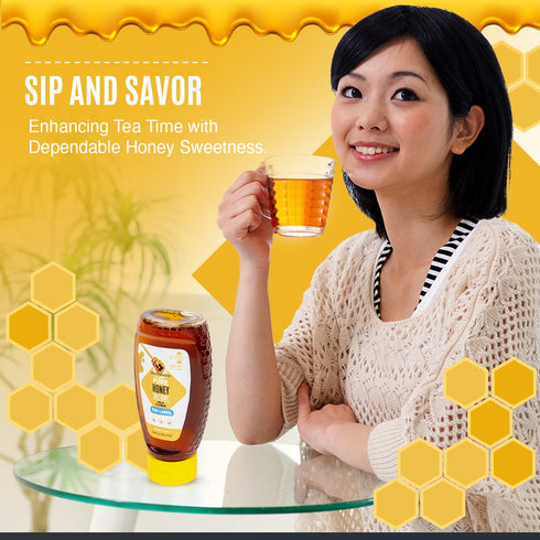 16 oz. 100% Dependable Food Raw Honey - Squeeze Bottle - Pure, Raw, All Natural, Wildflower Honey - Hive to Bottle
