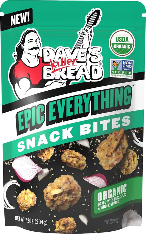 Pack, 1 1 1 1 1 1 Pack) Dave's Killer Bread Organic Snack Bites Variety Epic Everything, Cinna Roll, Honey Nut, PB