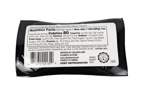 Generic 4 oz (Pack 4) Sheep Milk Cheese with Sweet Basil & Herbs